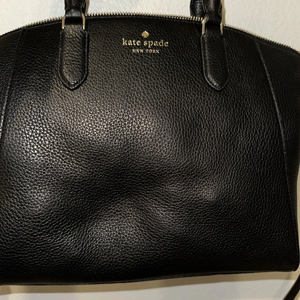 Kate Spade *Parker* black leather medium satchel crossbody bag K8214